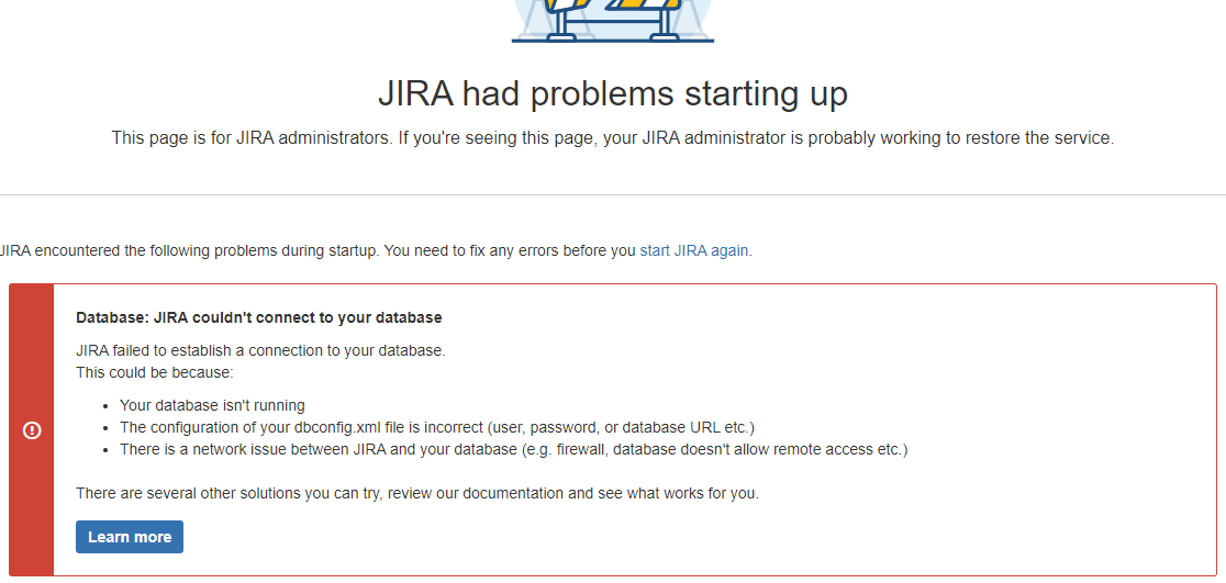 Jira db Error after config change.PNG Jira db Error after config change.PNG
