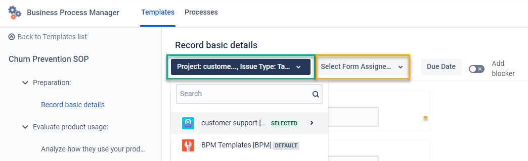 select assignee and project in workflow template.png select assignee and project in workflow template.png
