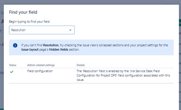 Issue Resolution field not showing.JPG Issue Resolution field not showing.JPG