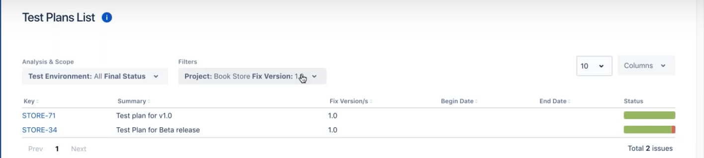 XRay Test Plans List showing status.png XRay Test Plans List showing status.png