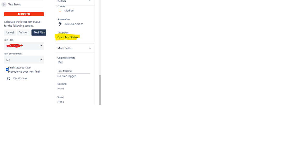 Test Status field is not showing in the report.png Test Status field is not showing in the report.png