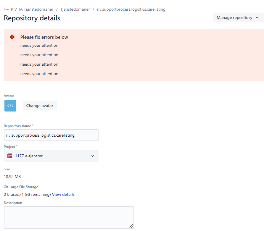 Bitbucket - errors adding repository to project.PNG Bitbucket - errors adding repository to project.PNG