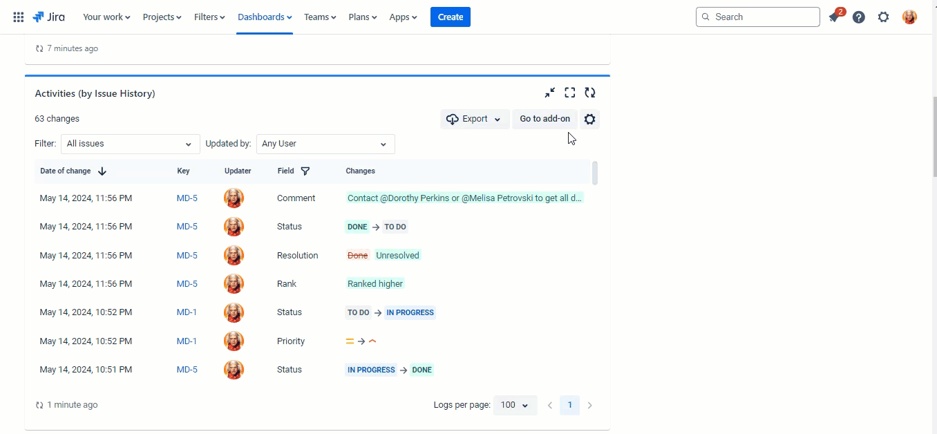 Issues updated on Jira Dashboard.gif Issues updated on Jira Dashboard.gif