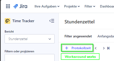 Workaround 'add Logtime' from Timesheet works.png Workaround 'add Logtime' from Timesheet works.png