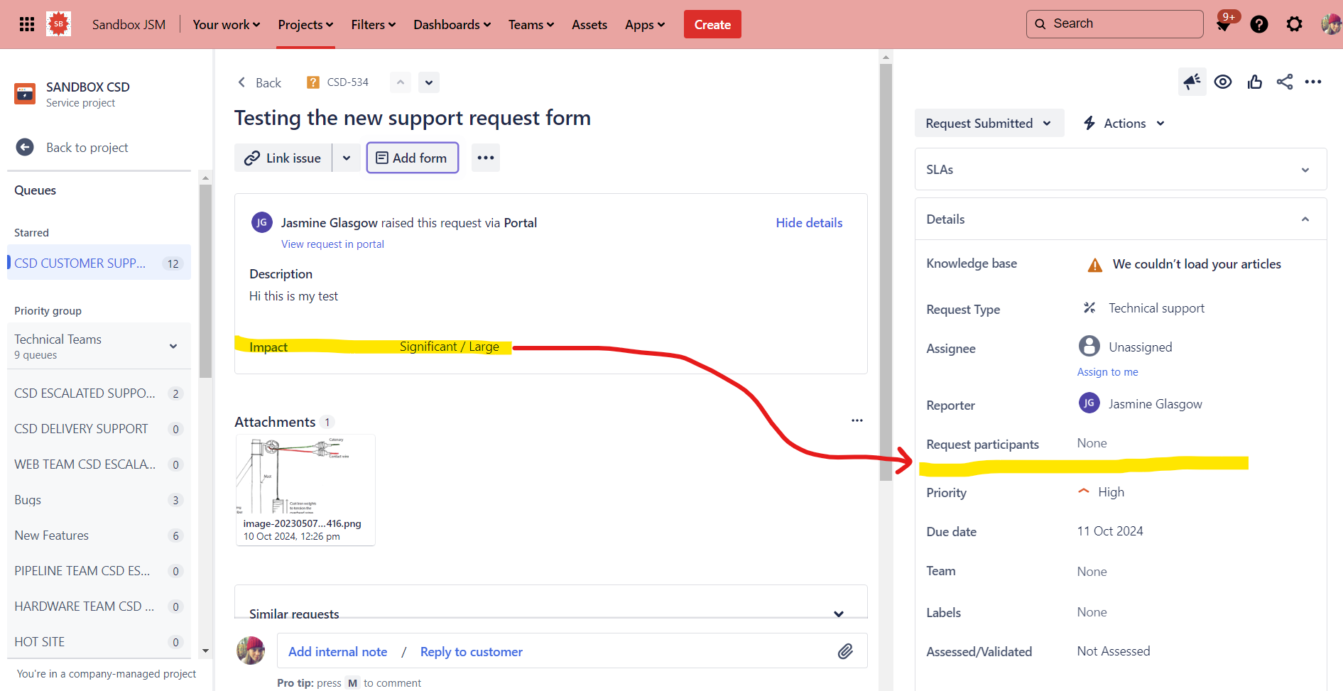 move request field to context area in issue view .png move request field to context area in issue view .png