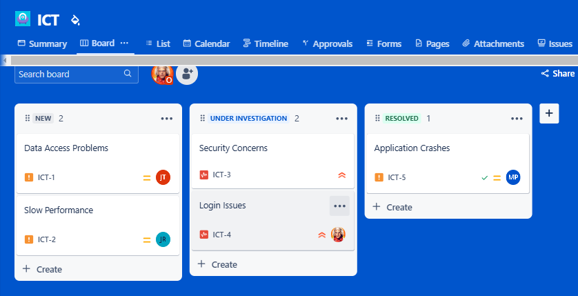 jira board for incident project.png jira board for incident project.png