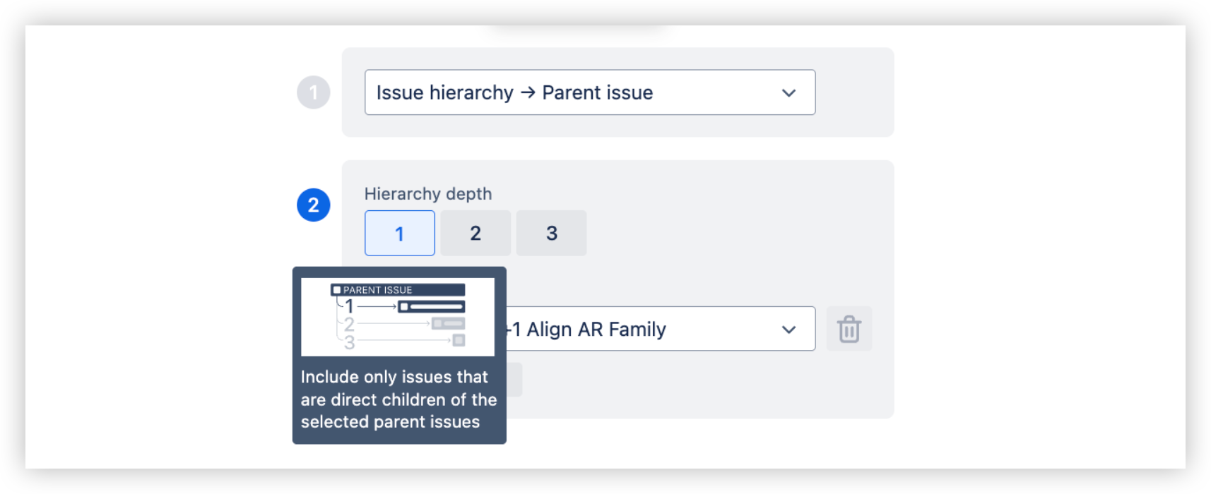 3. Issue hierarchies built on the Parent field relationship.png 3. Issue hierarchies built on the Parent field relationship.png