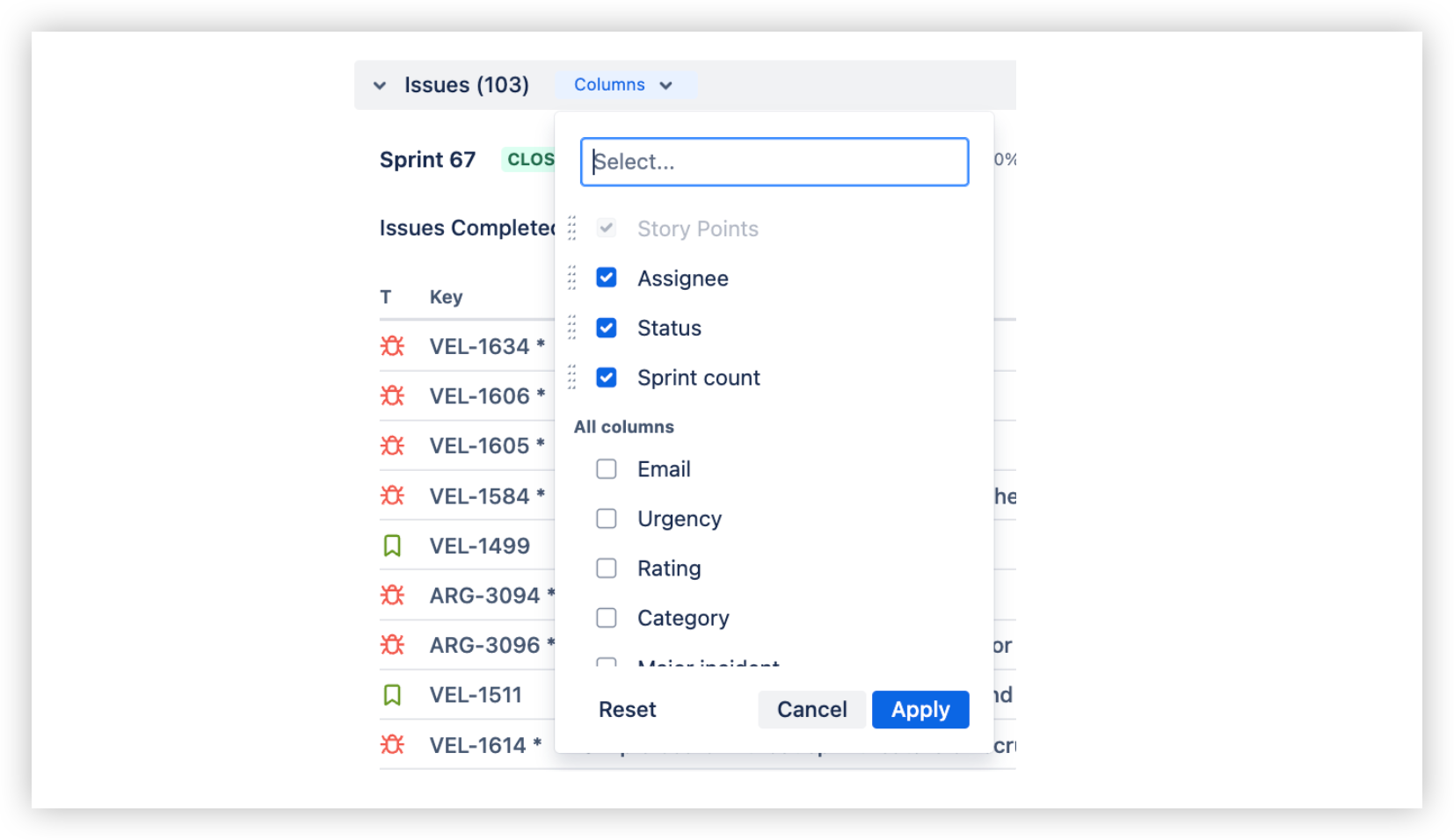 7. Issue list with configurable columns.png 7. Issue list with configurable columns.png