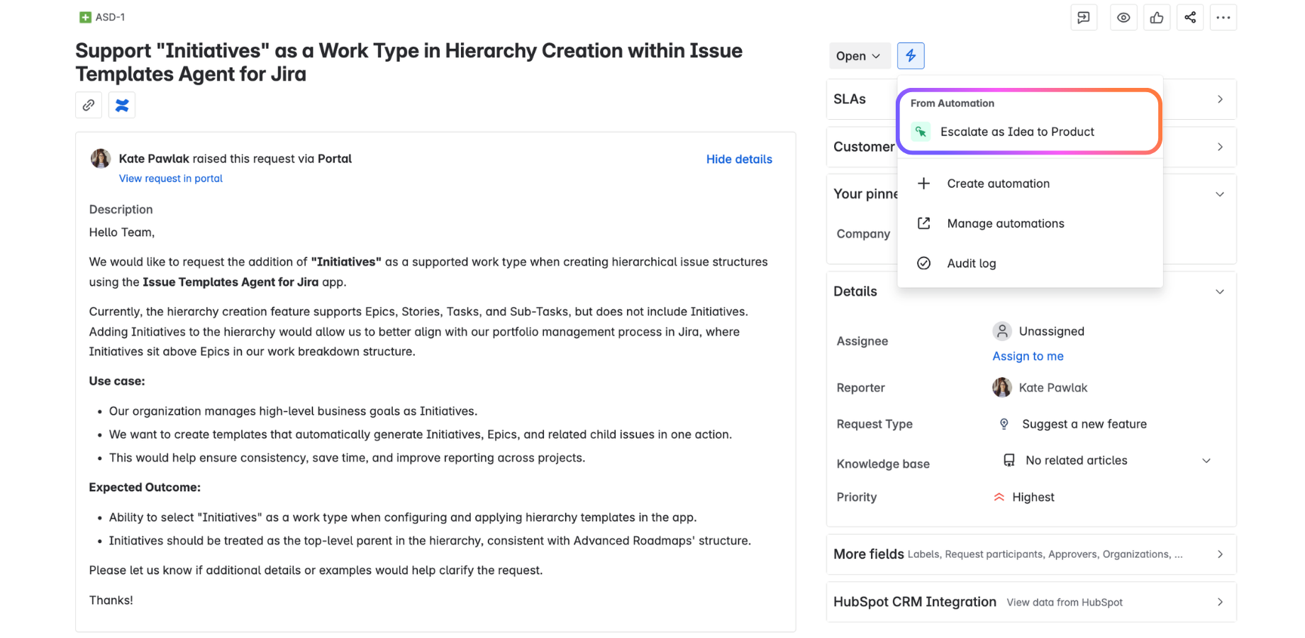HubSpot Data in Jira Product Discovery - Jira automation - Work Item view.png HubSpot Data in Jira Product Discovery - Jira automation - Work Item view.png