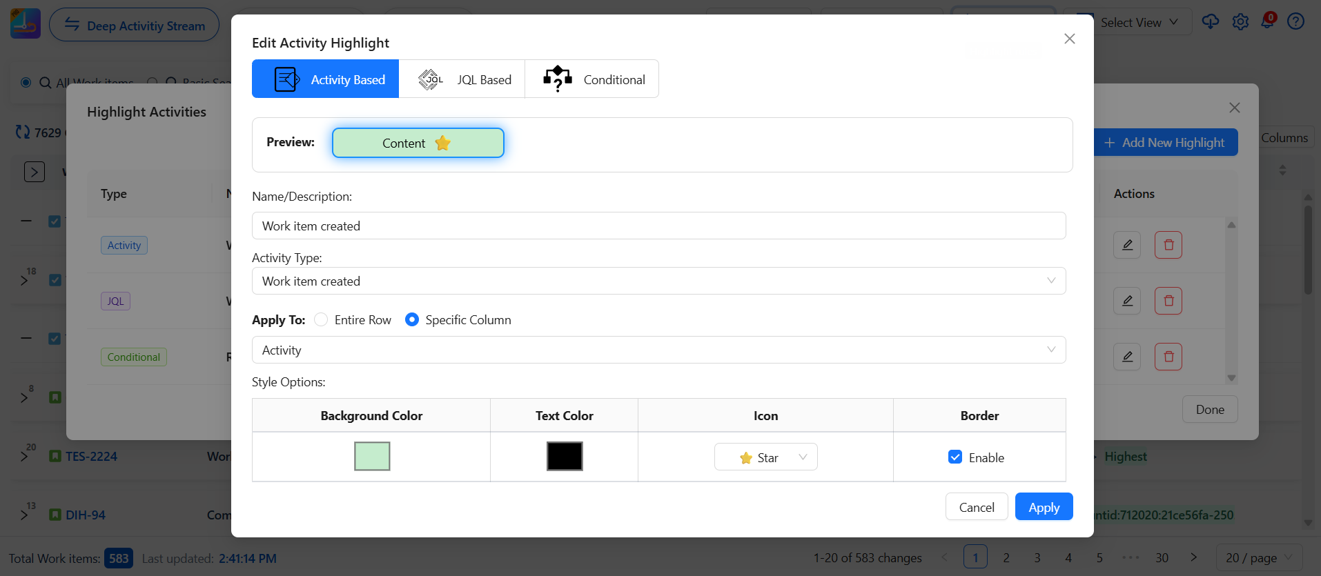 Configuration Jira Highlights.png Configuration Jira Highlights.png