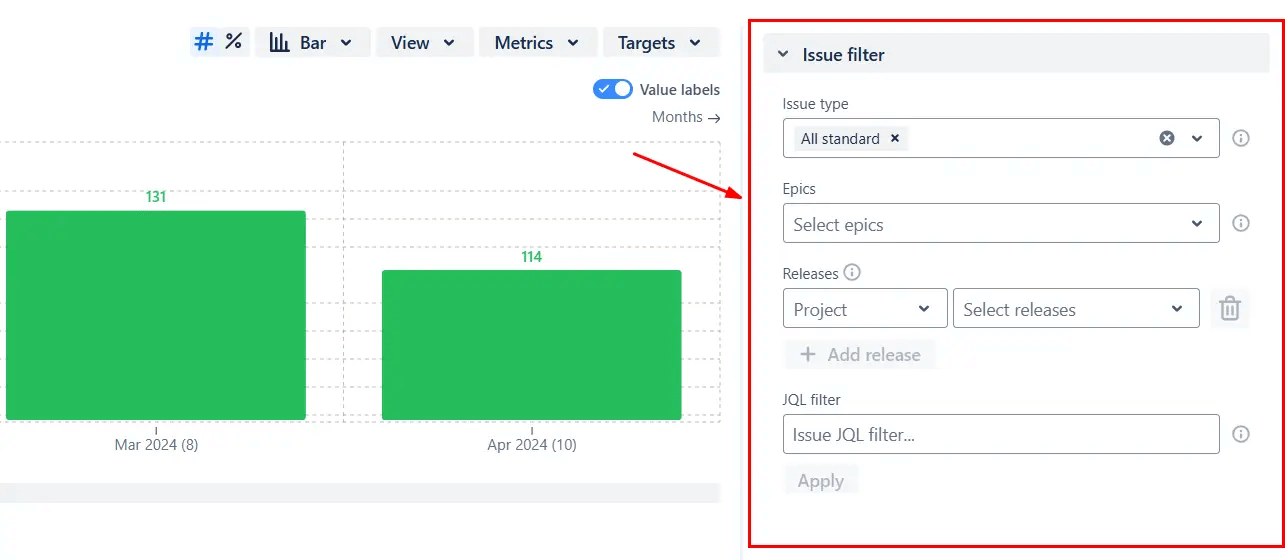 Issue filtering and sprint configuration.png Issue filtering and sprint configuration.png