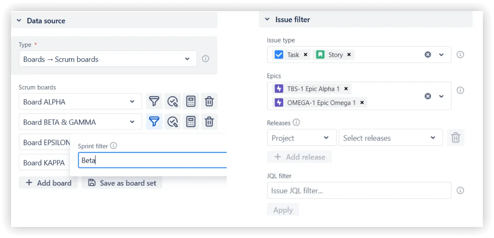 Flexible data source selection and issue filtering.png Flexible data source selection and issue filtering.png