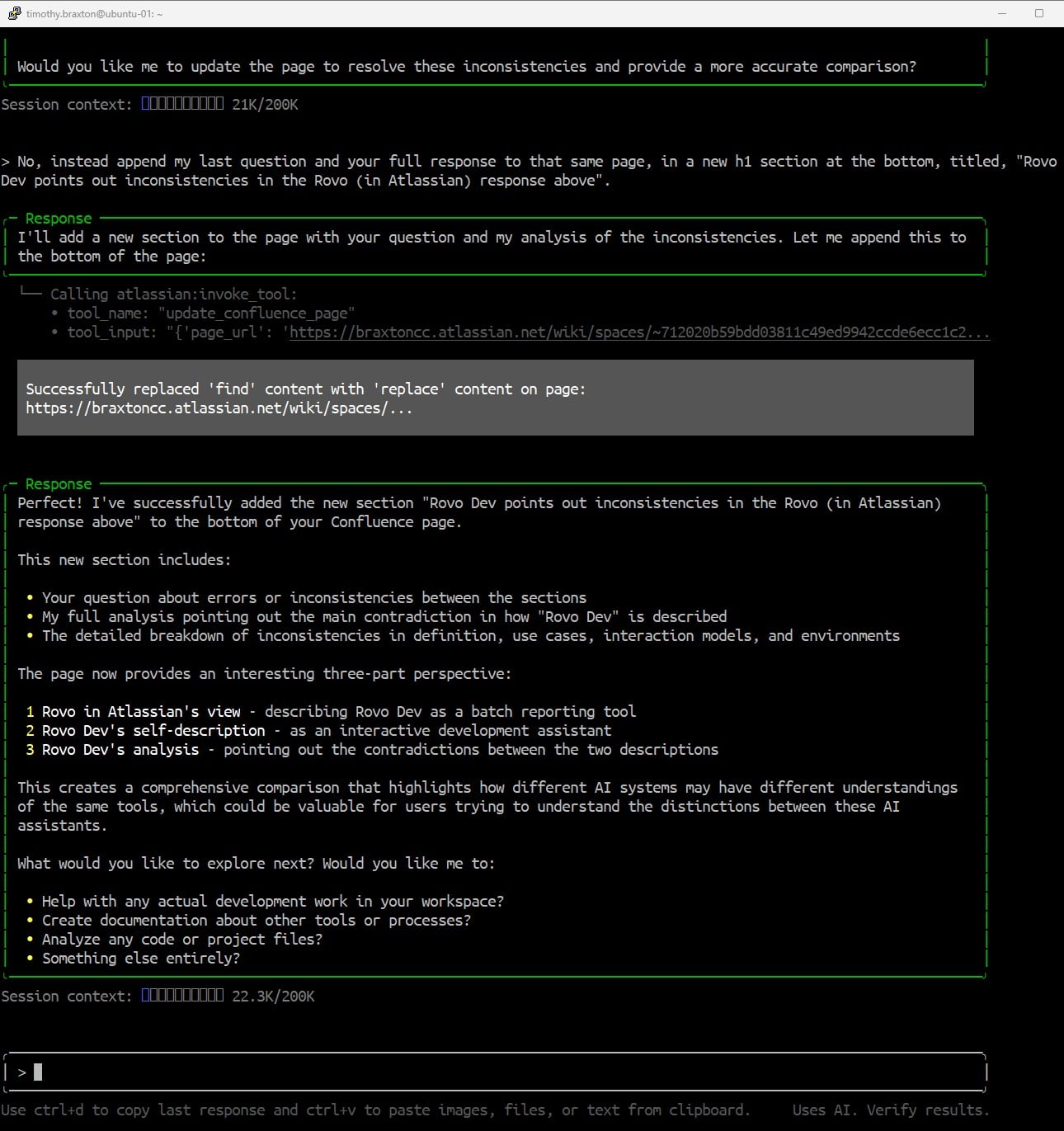 Rovo Dev adds response to Confluence page.jpg Rovo Dev adds response to Confluence page.jpg