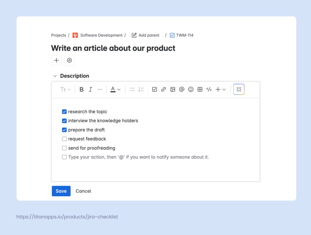 2 - Adding a Basic Checklist with Jira Action Items.png 2 - Adding a Basic Checklist with Jira Action Items.png