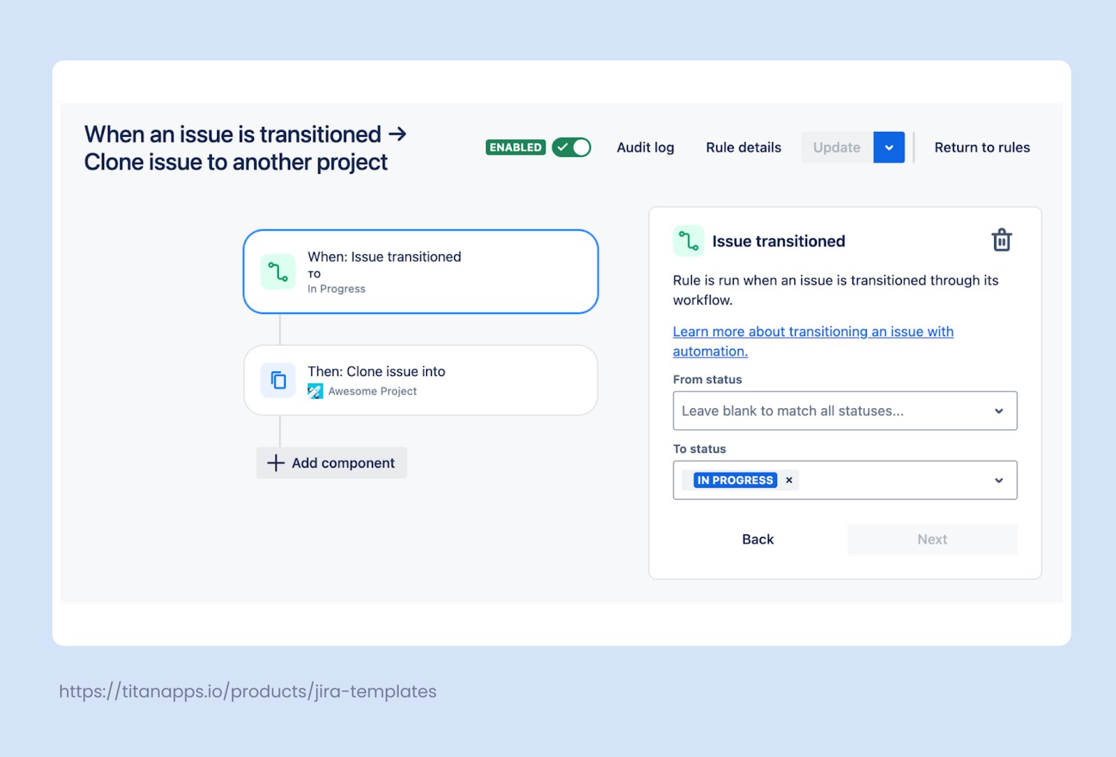 7 - Automation rule that clones a ticket into another project on transition.jpg 7 - Automation rule that clones a ticket into another project on transition.jpg
