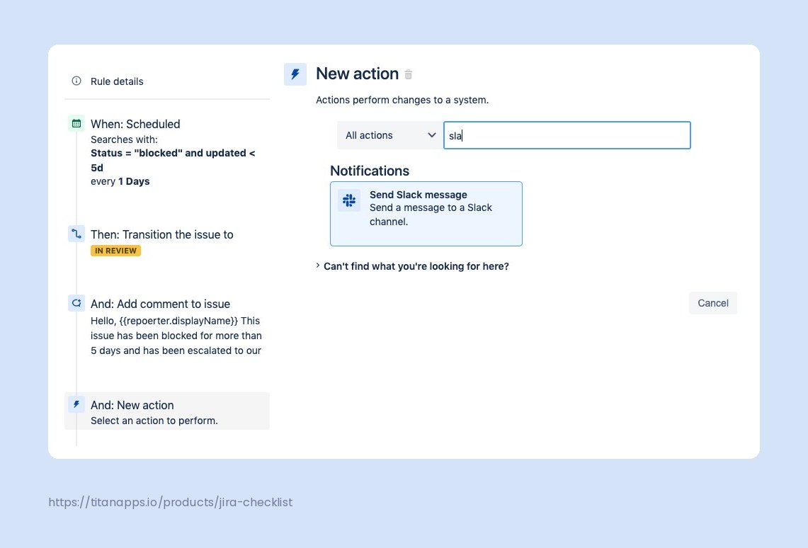 14 - Scheduled rule that escalates blocked tickets and sends a Slack message.jpg 14 - Scheduled rule that escalates blocked tickets and sends a Slack message.jpg