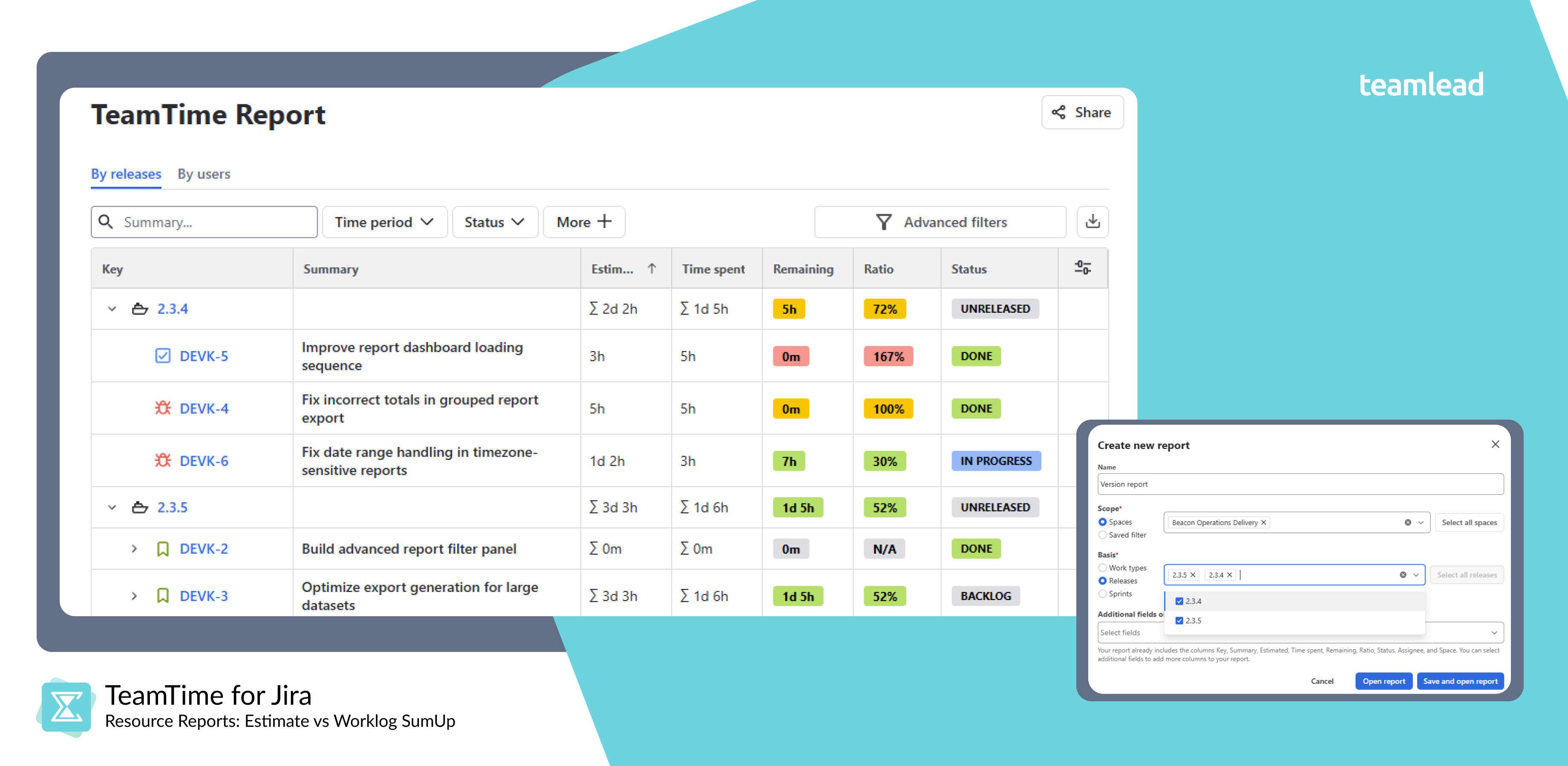 Sprints and versions as report containers TeamTime.png Sprints and versions as report containers TeamTime.png