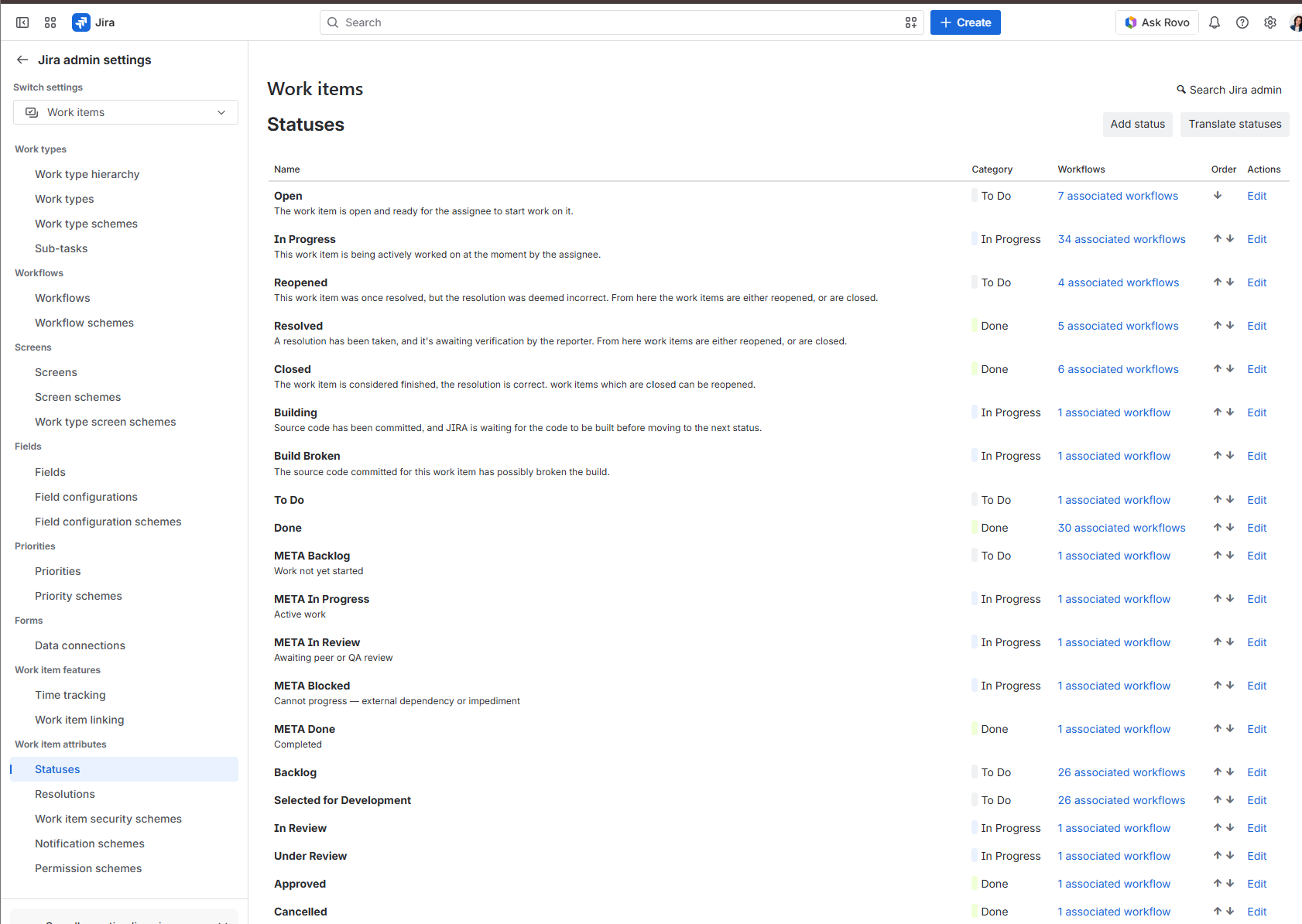 Statuses list with the category column — codaris_shot1.png Statuses list with the category column — codaris_shot1.png
