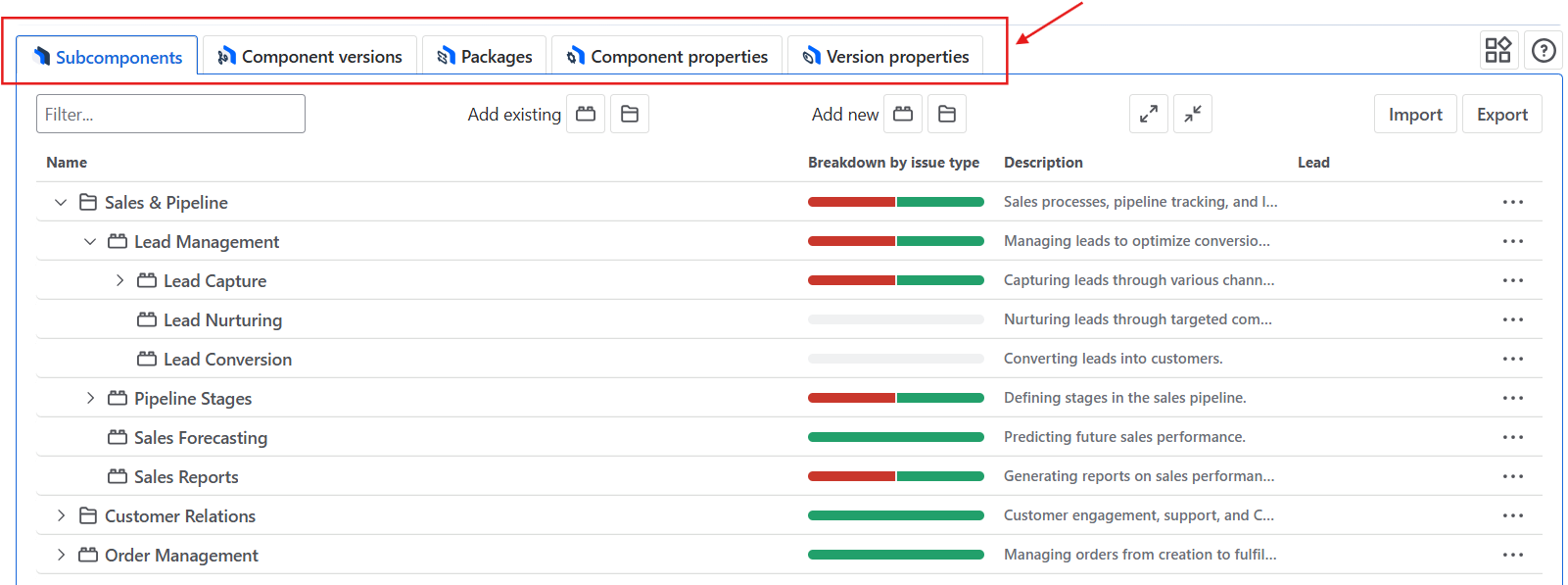 Tabbed Subcomponents page showing app extensions available from one page.png Tabbed Subcomponents page showing app extensions available from one page.png