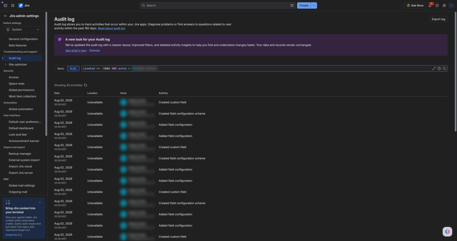 Jira Administration Audit Log Interface.png Jira Administration Audit Log Interface.png