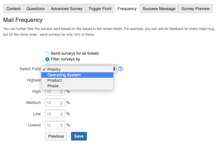 specify a custom field to filter out surveys using surveys for service desk.png specify a custom field to filter out surveys using surveys for service desk.png