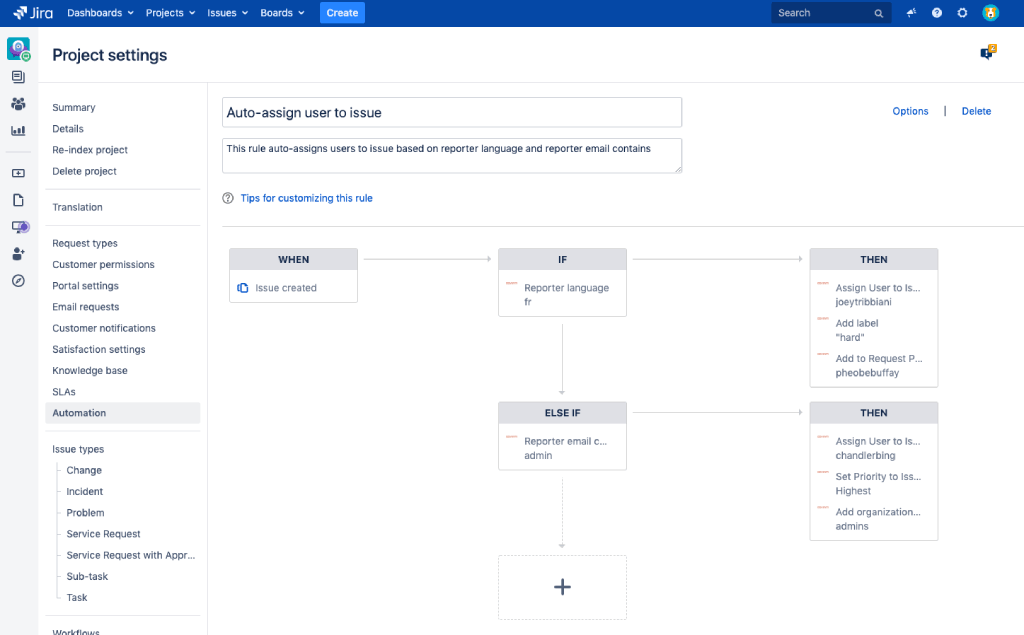 Actions for Jira Service Desk automation.png Actions for Jira Service Desk automation.png