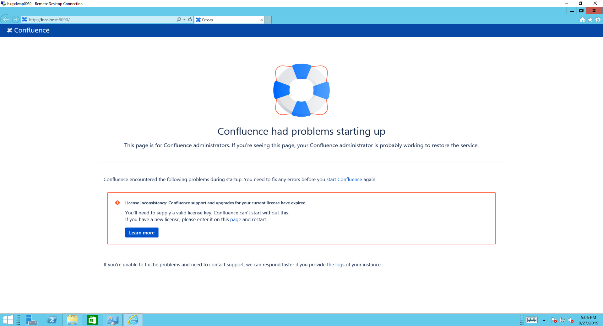 190927-ConfluenceLicenseError.png 190927-ConfluenceLicenseError.png