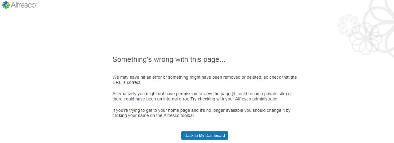 Getting an error when i open the Alfresco