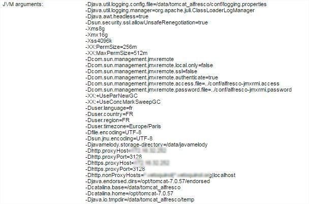 JVM Arguments Alfresco