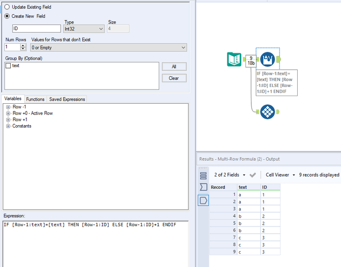 multi row formula - how to use - Alteryx
