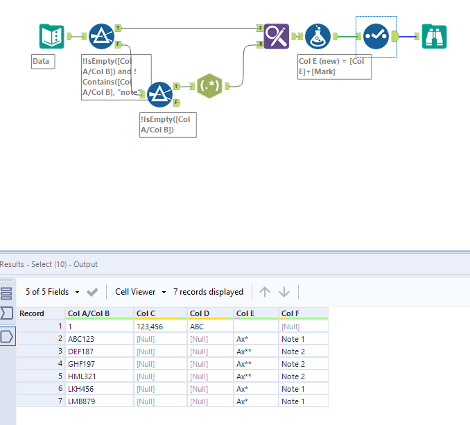 Add data to a column based on another column values - Alteryx