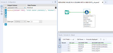 REPLACING VALUES IN A COLUMN INTO A NEW DATA - Alteryx