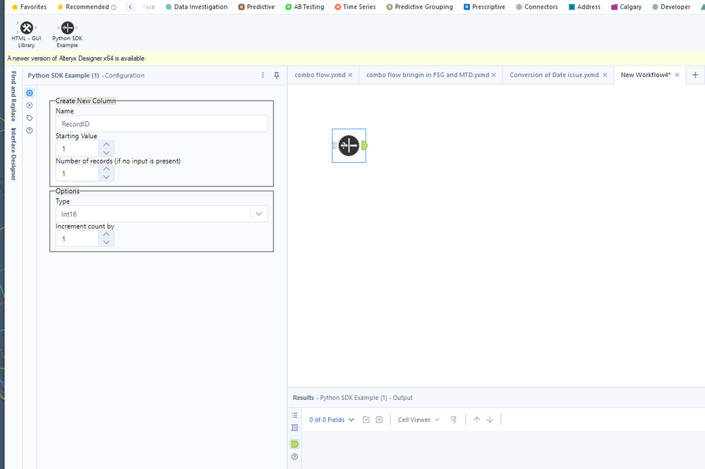 When wo use Python SDK example tool (under SDK example) - Alteryx