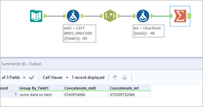 Condensing MD5 Hash to shorter numeric key/ID - Alteryx