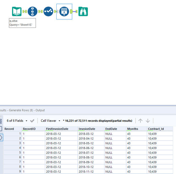 inserting Record- Repeating Rows based on the Months - Alteryx