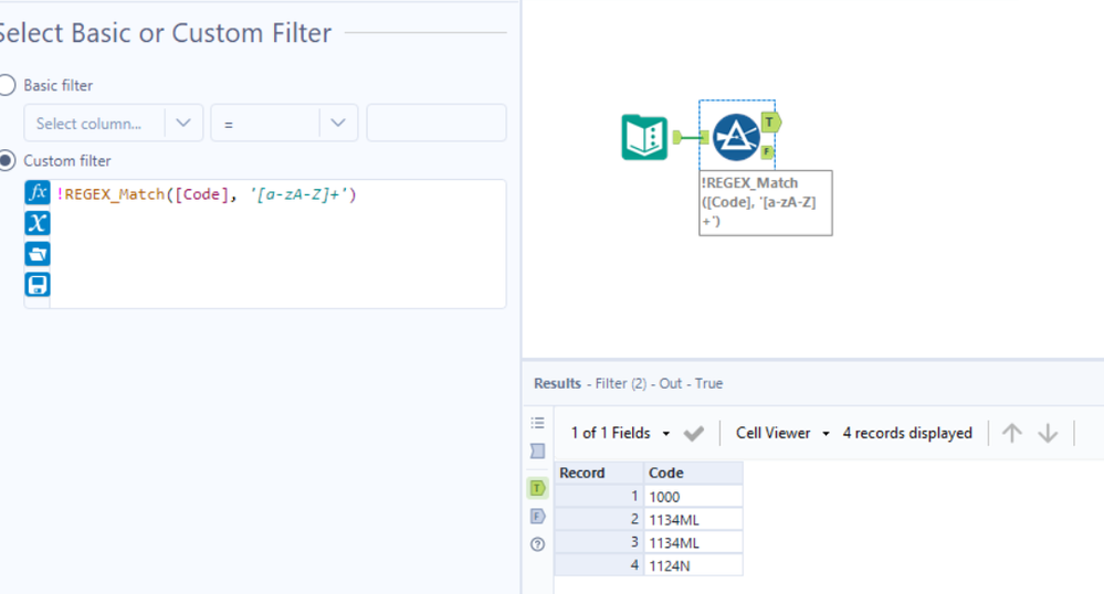 FILTER OUT VALUES THAT CONTAINS LETTER AND ANY SPECIAL CHARACTERS - Alteryx