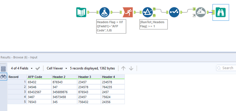 Delete specific top rows based on condition - Alteryx