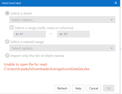 error with Input tool - Alteryx