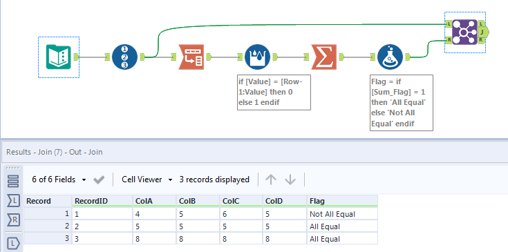 Array Formula - See if Values Agree across Multiple Columns - Alteryx