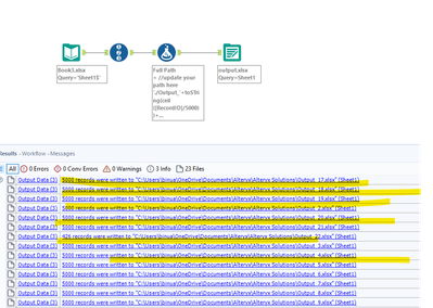 Split rows into different excel files - Alteryx