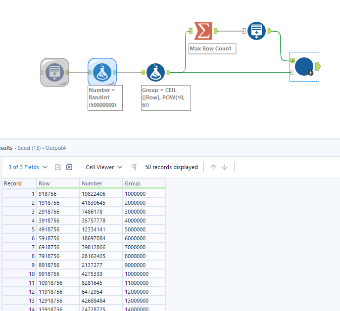 Sample one item every million rows (from a larger population) - Alteryx
