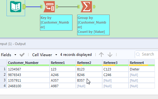 Calculating the row with value - Alteryx
