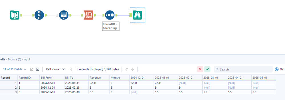 Calculate dates based on amount of months and create columns - Alteryx