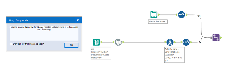 Data Input - Update Database when there is a file to update - Alteryx