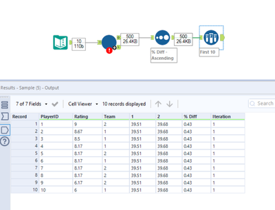 Tile tool to split 10 rows into two equal groups based on numeric ...
