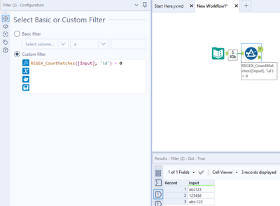 Regex to filter alphanumeric combinations - Alteryx