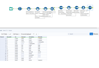 Moving the data to new column based on empty row - Alteryx