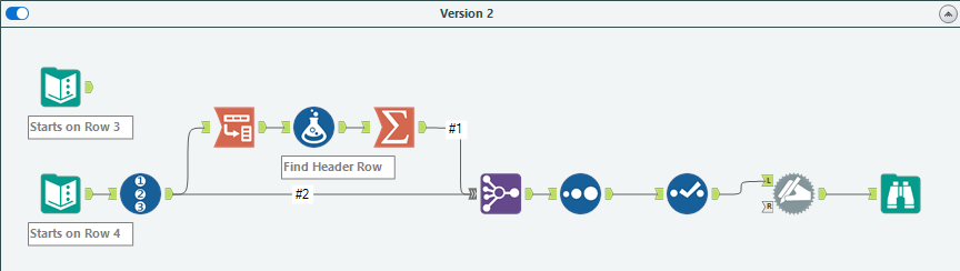search for a specific name and set the row as the header - Alteryx