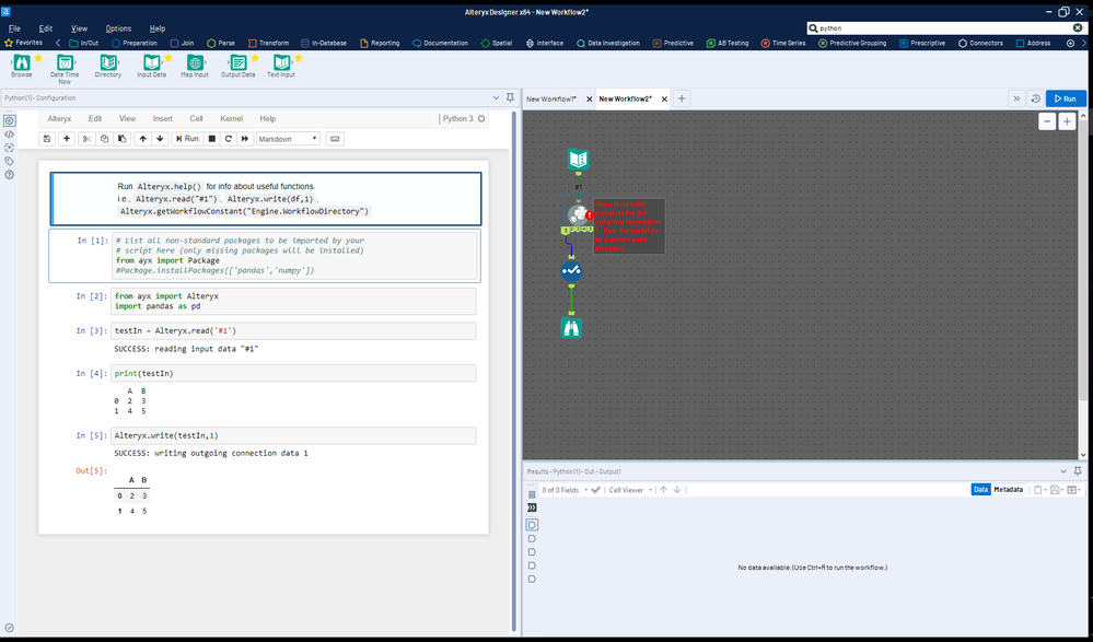 Python Tool - Issues with Output - Alteryx