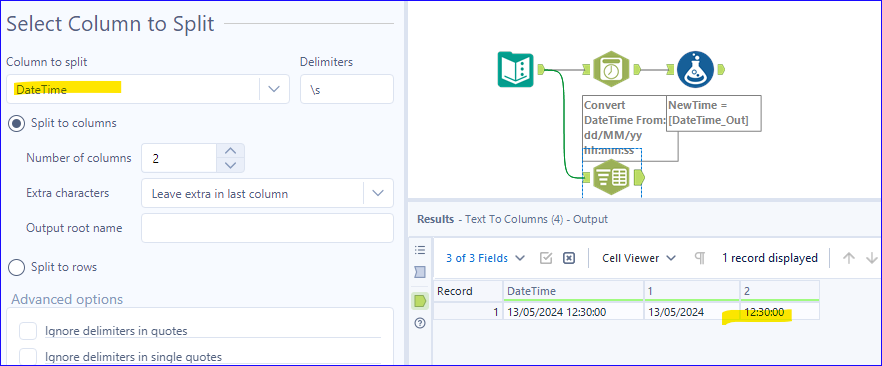 Date Time format to Time - Alteryx